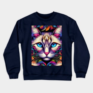 vibrant, bold, and colorful cat Crewneck Sweatshirt